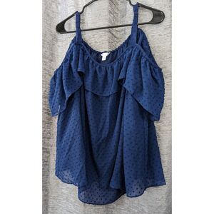Boutique Blue Textured Off Shoulder Women's Blouse‎ Size 2XL
